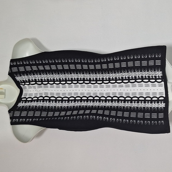 White House Black Market Black and White Striped Sleeveless Sweater - Picture 6 of 10